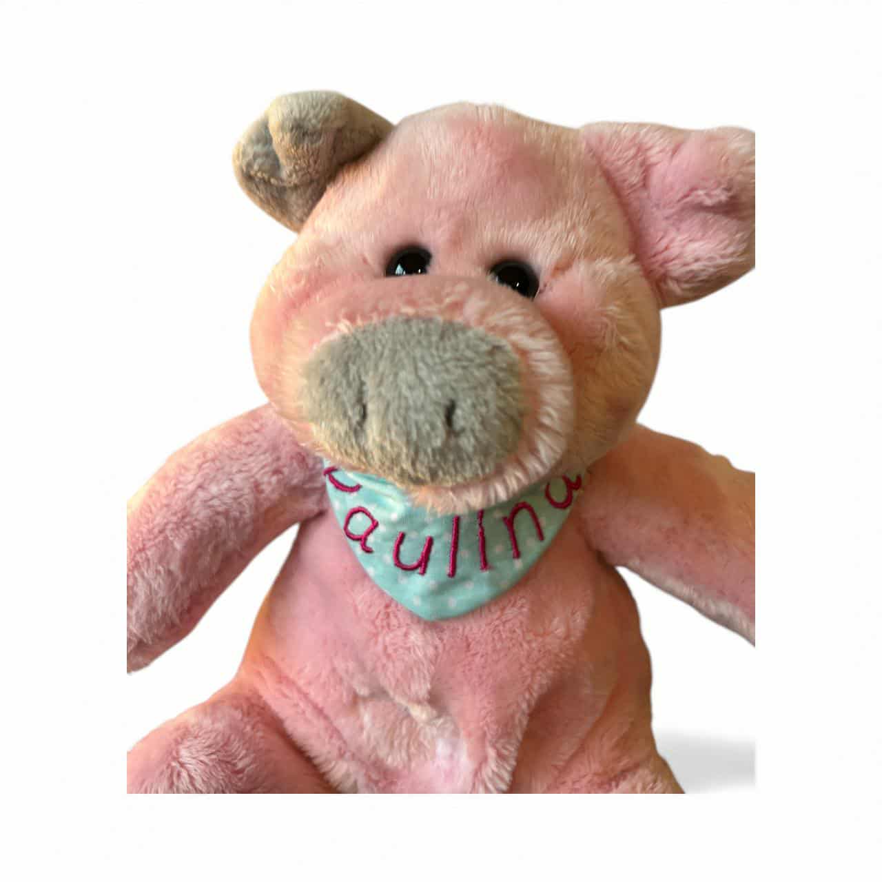 Piggy das Schwein - personalisiertes Kuscheltier mit Namenshalstuch in unterschiedlichen Designs