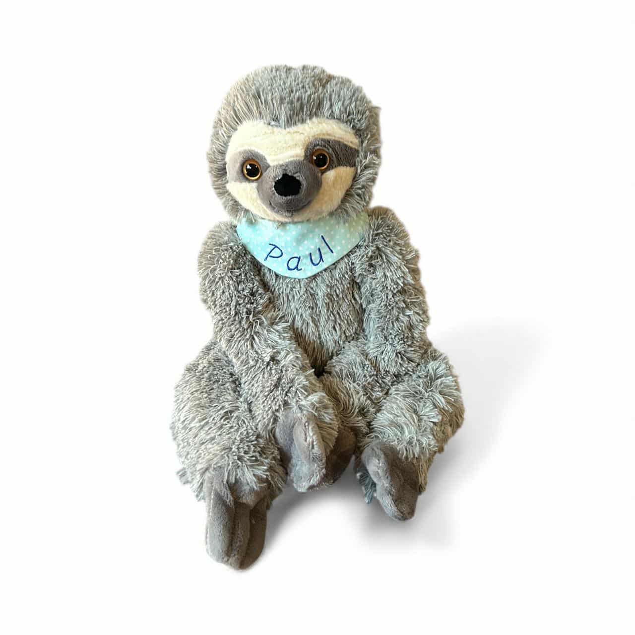 Uwe das Faultier - personalisiertes Kuscheltier mit Namenshalstuch in unterschiedlichen Designs