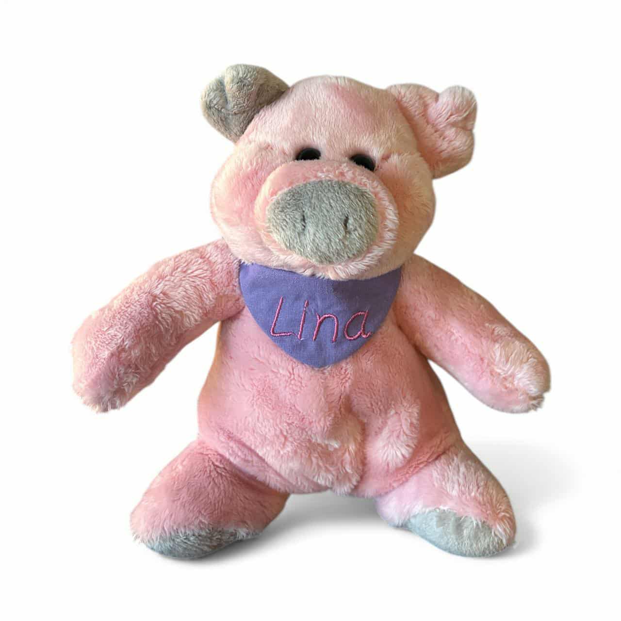 Piggy das Schwein - personalisiertes Kuscheltier mit Namenshalstuch in unterschiedlichen Designs