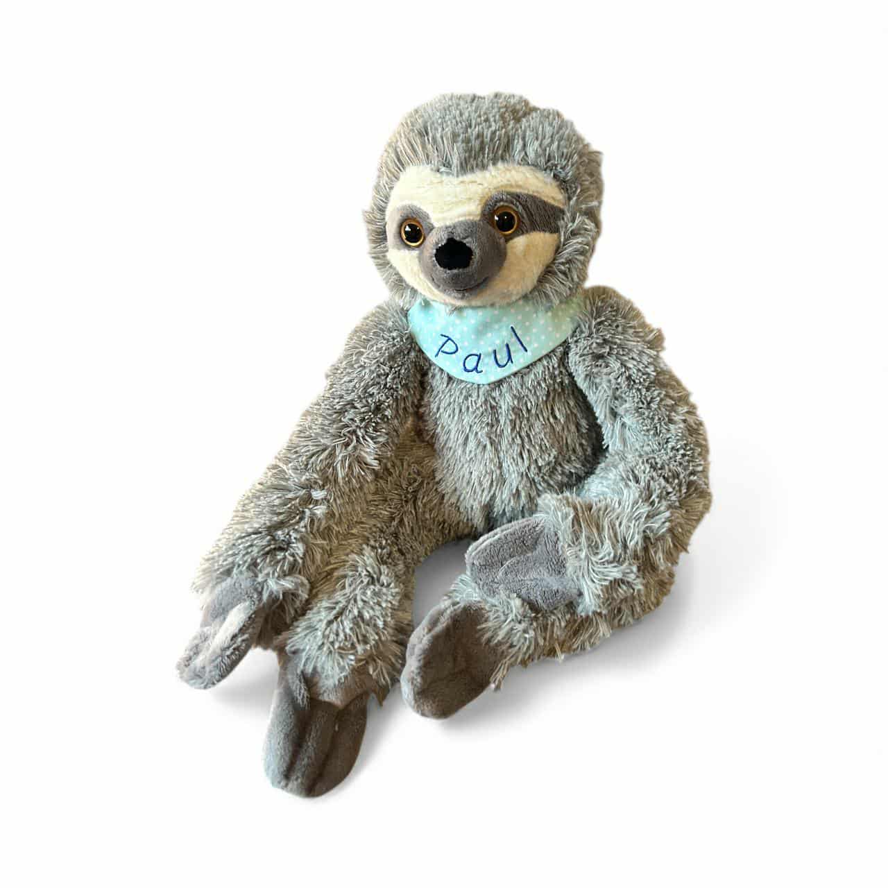 Uwe das Faultier - personalisiertes Kuscheltier mit Namenshalstuch in unterschiedlichen Designs