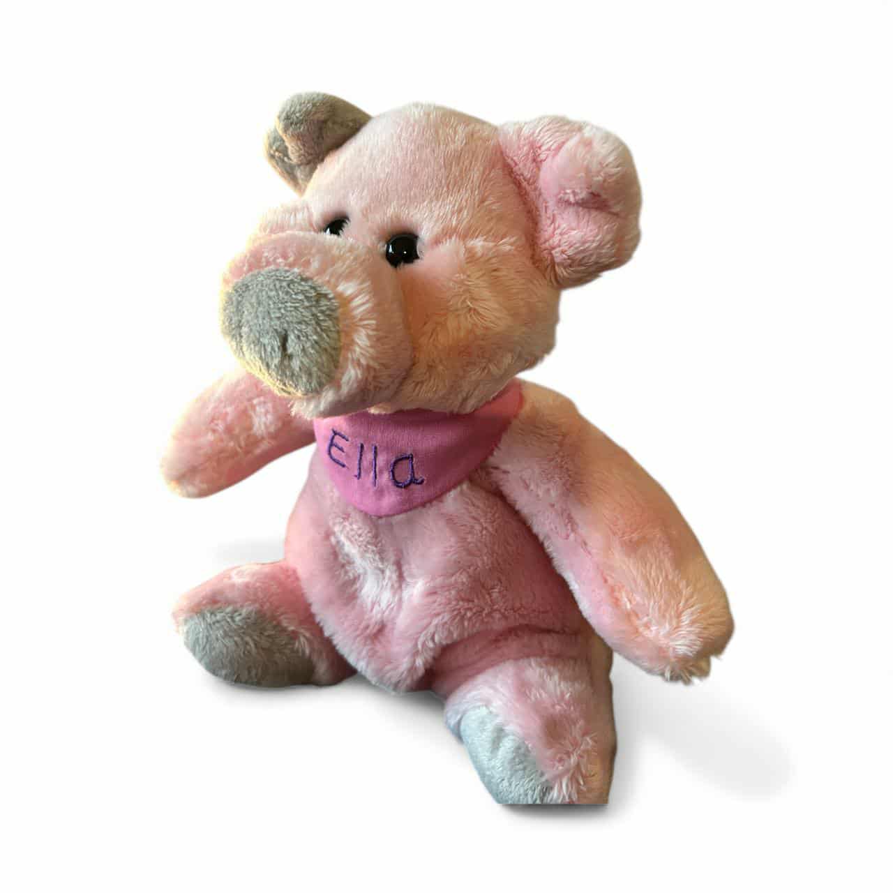 Piggy das Schwein - personalisiertes Kuscheltier mit Namenshalstuch in unterschiedlichen Designs