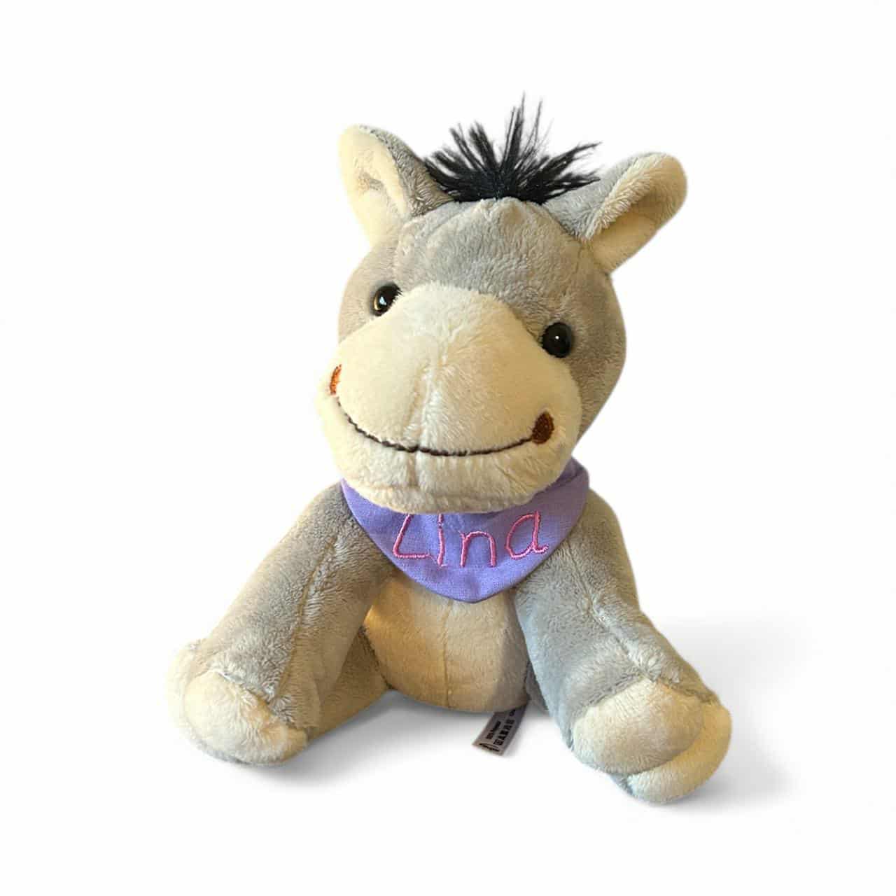 Jenny die Eselin - personalisiertes Kuscheltier mit Namenshalstuch in unterschiedlichen Designs