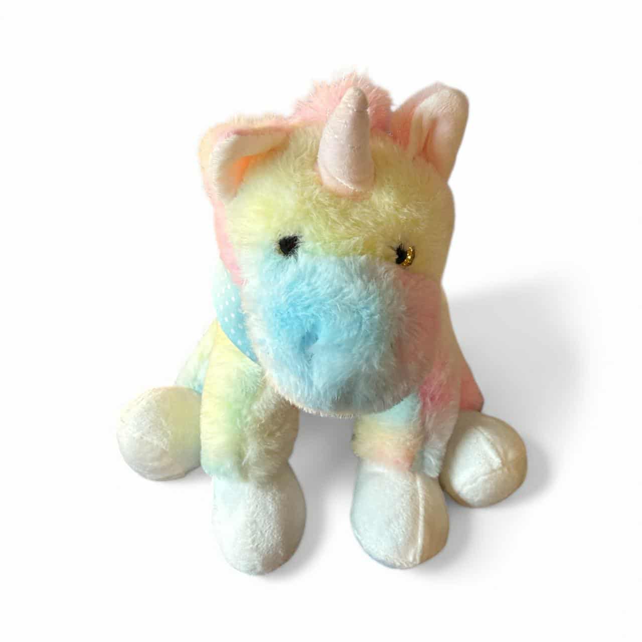Happy Rainbow das bunte Einhorn - personalisiertes Kuscheltier mit Namenshalstuch in unterschiedlichen Designs