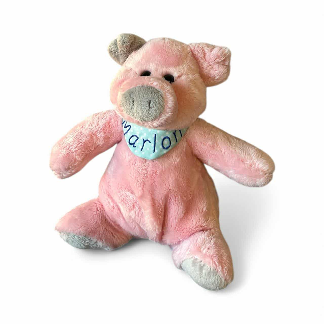 Piggy das Schwein - personalisiertes Kuscheltier mit Namenshalstuch in unterschiedlichen Designs