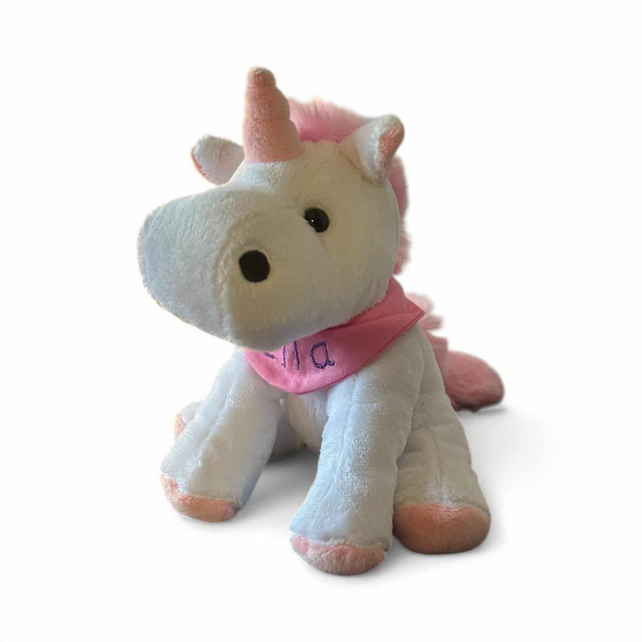 Kuschelwolke das weiße Einhorn - personalisiertes Kuscheltier mit Namenshalstuch in unterschiedlichen Designs