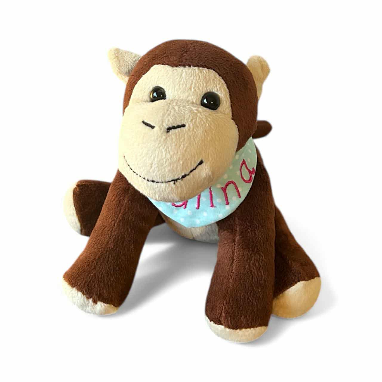 Charly das Äffchen - personalisiertes Kuscheltier mit Namenshalstuch in unterschiedlichen Designs